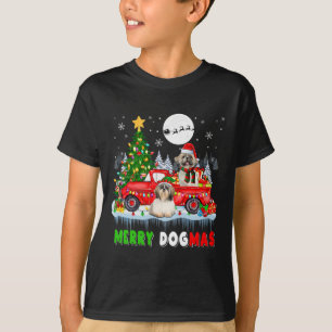 Merry Christmas Dog Santa Elf Shih Tzus On Pickup T-Shirt