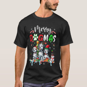 Merry Christmas Dog Three Santa Reindeer Elf Dalma T-Shirt