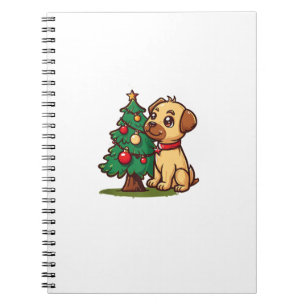 Merry Christmas Dog with nice Tree for Adults and Notebook