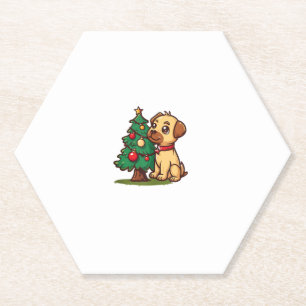Merry Christmas Dog with nice Tree for Adults and Paper Coaster