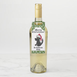 Merry Christmas Doggie w Business or Senders Name Bottle Tag