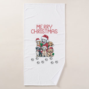 Merry Christmas dogs Bath Towel