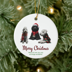 Merry Christmas Dogs Ceramic Tree Decoration