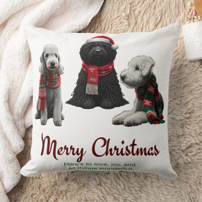 Merry Christmas Dogs Cushion (Blanket)