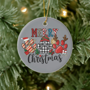 Merry Christmas Dogs Dog Mum Paws  Ceramic Tree Decoration