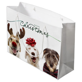 MERRY CHRISTMAS DOGS GIFT BAG CONTEMPORARY AND FUN