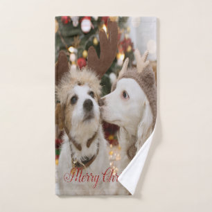 Merry Christmas, Dogs In Love Bath Towel Set
