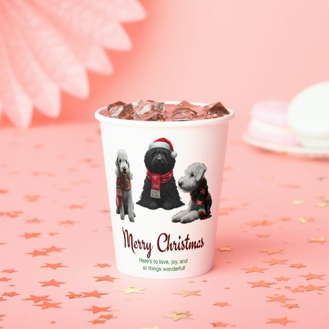 Merry Christmas Dogs Paper Cups (Insitu)