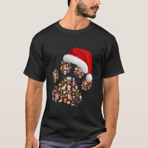 Merry Christmas Dogs Paws Lights Santa hat Puppy X T-Shirt