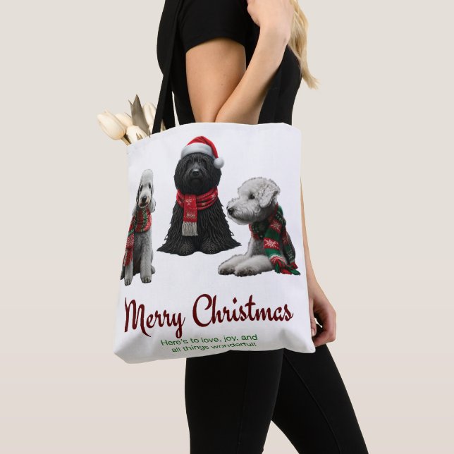Merry Christmas Dogs Tote Bag (Close Up)