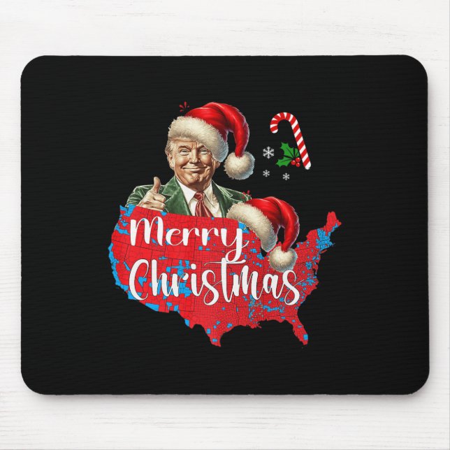 Merry Christmas Donald Trump Red Coverage Map Xmas Mouse Pad (Front)
