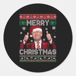 Merry Christmas Donald Trump Santa Family Xmas Ugl Classic Round Sticker