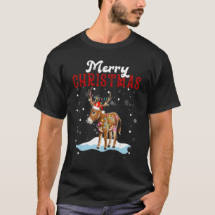 Merry Christmas Donkey Tree Lights Donkey Christma T-Shirt