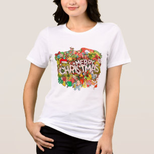 Merry Christmas Doodle Extravaganza Tri-Blend Shirt