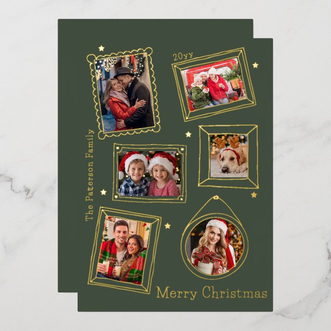 Merry Christmas Doodle Frame Multi Photo (Front/Back)