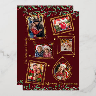 Merry Christmas Doodle Frame Multi Photo Floral