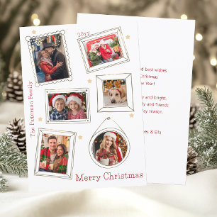 Merry Christmas Doodle Frame Multi Photo Holiday Card