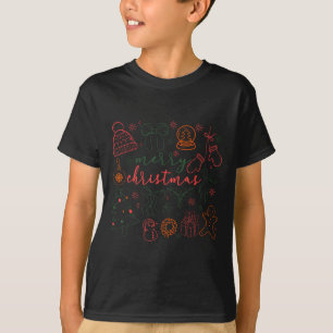 Merry Christmas Doodle Xmas Tree Gingerbread Men W T-Shirt