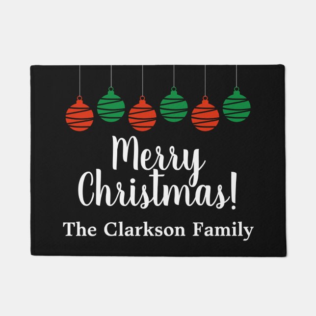 Merry Christmas doormat with custom surname (Front)