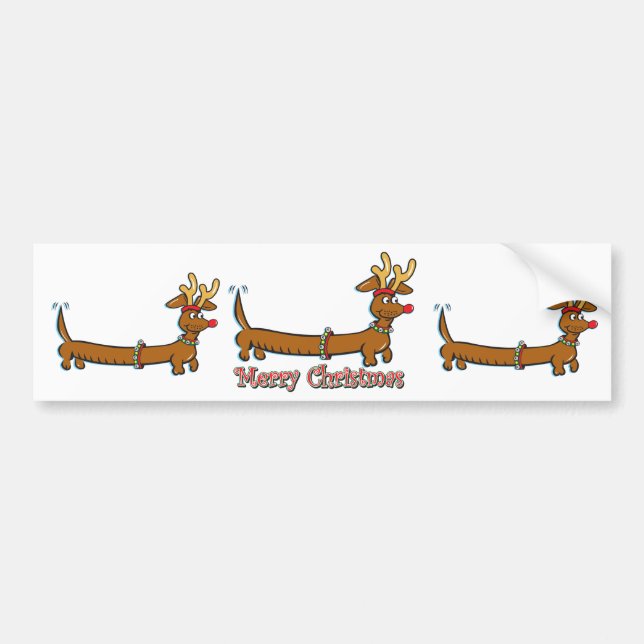 Merry Christmas Doxie Bumper Sticker (Front)