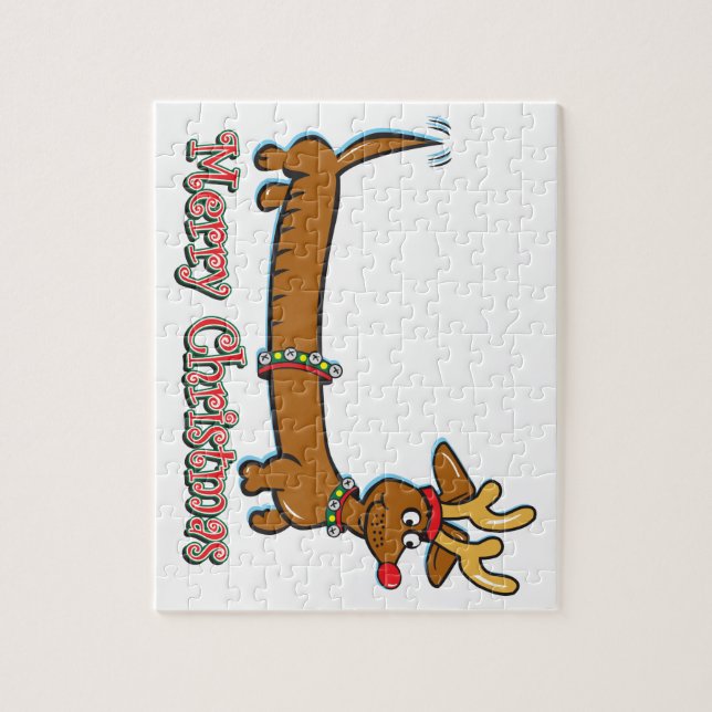 Merry Christmas Doxie Jigsaw Puzzle (Vertical)