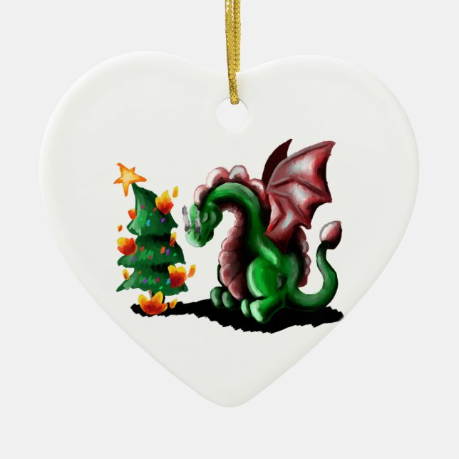 Merry Christmas Dragon Ceramic Tree Decoration (Front)