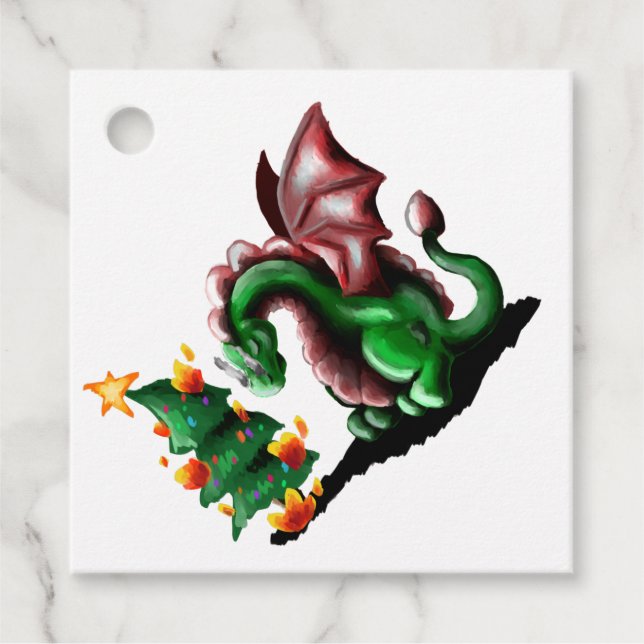 Merry Christmas Dragon Favour Tags (Front)