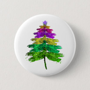 Merry Christmas Dragonfly Christmas Tree T Shirt 6 Cm Round Badge