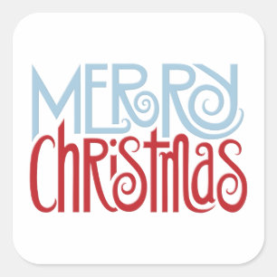 Merry Christmas dusk blue Square Sticker
