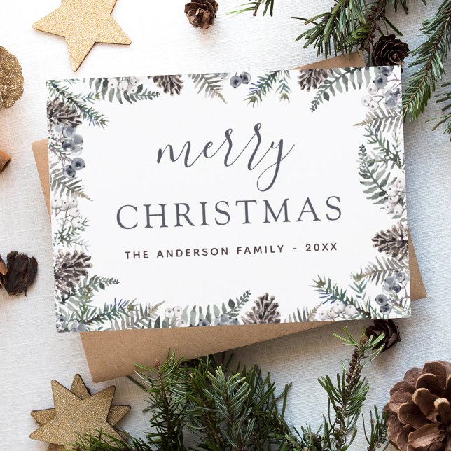 Merry Christmas Dusty Blue Greenery Holiday (Creator Uploaded)