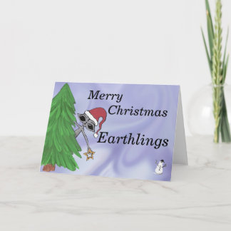 Merry Christmas Earthlings Alien Holiday Card