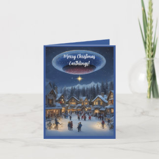 Merry Christmas Earthlings funny alien christmas Holiday Card