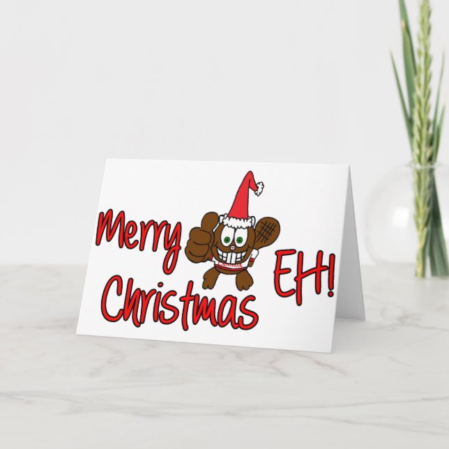 Merry Christmas Eh! Beaver Greeting Card (Front)