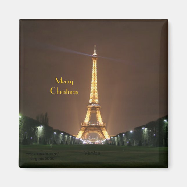 Merry Christmas - Eiffel Tower Magnet (Front)