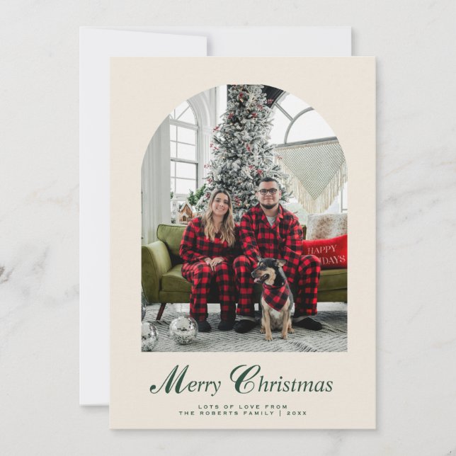 Merry Christmas Elegant Arch Photo  Holiday Card (Front)