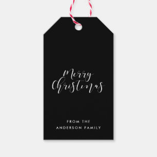 Merry Christmas elegant black and white Gift Tags