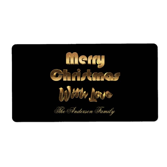 Merry Christmas Elegant Black Gold Typography (Front)
