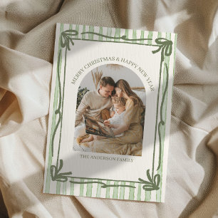 Merry Christmas Elegant Bow Photo Holiday Card