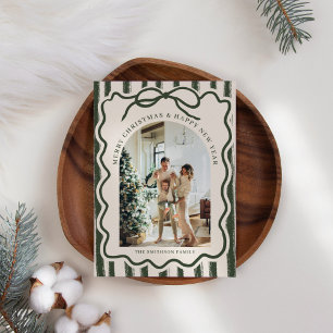 Merry Christmas Elegant Bow Photo Holiday Card