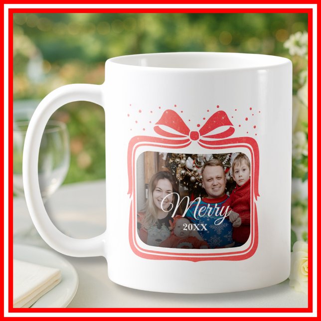  Merry Christmas Elegant Bow Present Photo Collage Coffee Mug (Creator Uploaded)