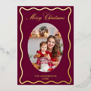 Merry Christmas Elegant Burgundy Gold Photo