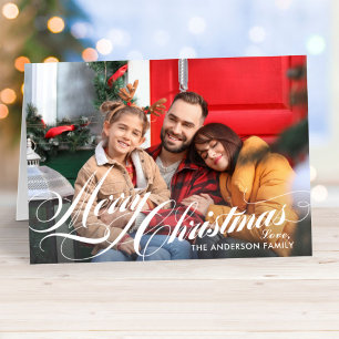 Merry Christmas Elegant Calligraphy Script Photo Holiday Card