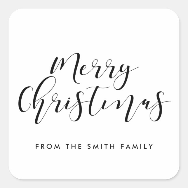 Merry Christmas elegant calligraphy Square Sticker (Front)