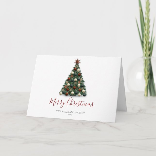 Merry Christmas Elegant Christmas Tree Holiday Card (Front)