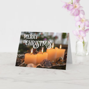 Merry Christmas elegant Christmas wreath candles Card