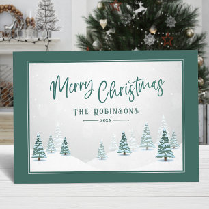 Merry Christmas Elegant Country Winter Art Scene  Holiday Card