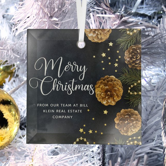 Merry Christmas Elegant Custom Company Gift Glass Tree Decoration (Creator Uploaded)