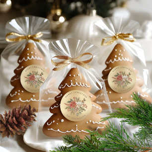 Merry Christmas Elegant Faux Gold Classic Round Sticker