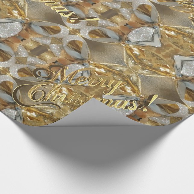 Merry Christmas Elegant Faux Gold Silver Script Wr Wrapping Paper (Corner)