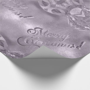 Merry Christmas Elegant Faux Silver Gray Pink Wrapping Paper